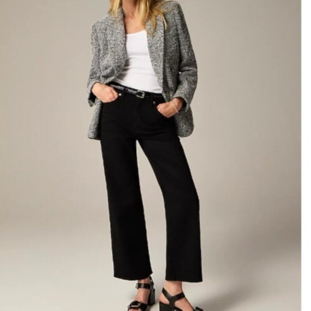 J.Crew Women's 25 Petite 96' Stretch Slim Wide Leg Jeans Black NWT‎ Inseam 24"